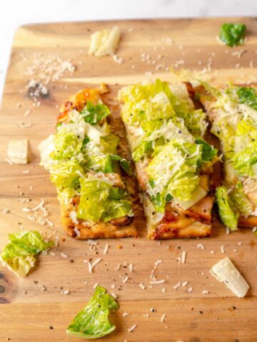 Chicken Caesar Salad Flatbread | Sip and Spice