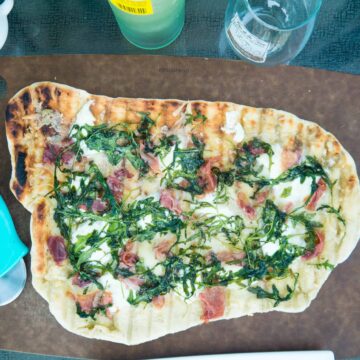 Grilled Prosciutto and Garlic Ricotta Pizza | Sip + Spice