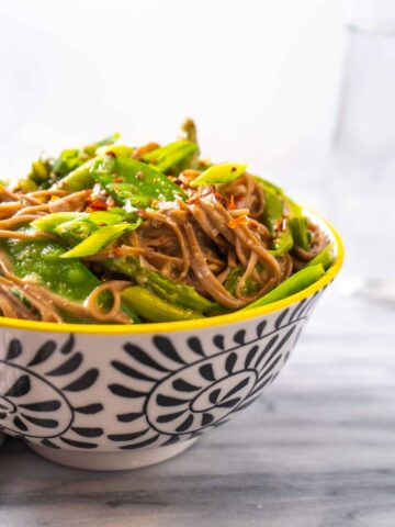 Miso-Butter Soba Noodles with Asparagus and Snow Peas | Sip and Spice