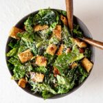 Kale Caesar Salad with Pizza Crust Croutons | Sip and Spice