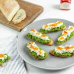 Pea Pesto Crostini with Ricotta and Red Pepper Jelly | Sip and Spice
