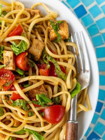 Bruschetta Chicken Noodle Salad | Sip and Spice