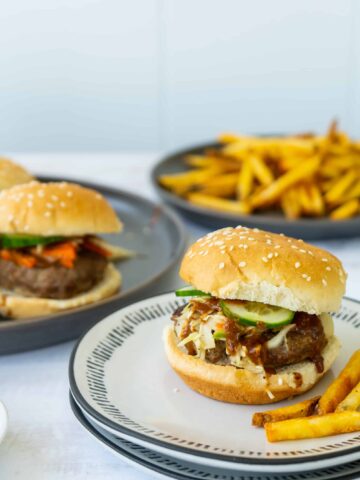 Asian Sliders with Almond Sauce and Cabbage Slaw | Sip and Spice