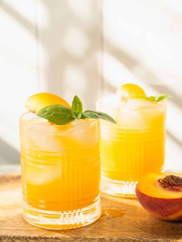 Basil Peach Whiskey Cocktail | Sip and Spice